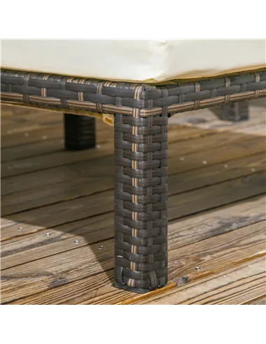 Outsunny Set of Two Reclining Rattan Sun Loungers, with Cushions - Brown/Cream