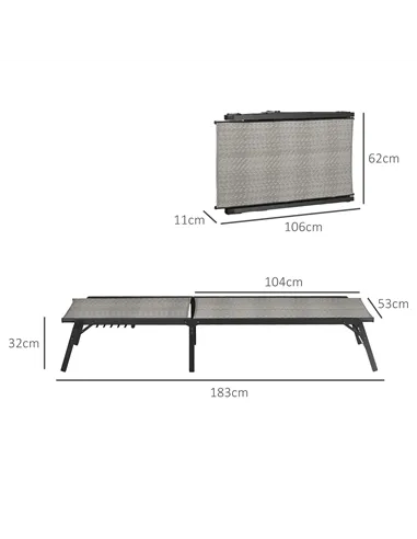 Outsunny Foldable Outdoor PE Rattan Sun Lounger Set of 2, Patio Wicker Recliners Lounge Chair w/ 5-Level Adjustable Backrest, fo