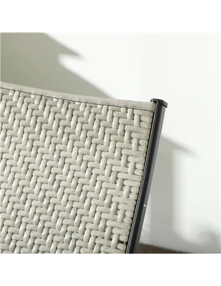 Outsunny Foldable Outdoor PE Rattan Sun Lounger Set of 2, Patio Wicker Recliners Lounge Chair w/ 5-Level Adjustable Backrest, fo