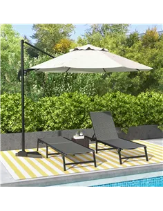 Outsunny Foldable Outdoor PE Rattan Sun Lounger Set of 2, Patio Wicker Recliners Lounge Chair w/ 5-Level Adjustable Backrest, fo 2