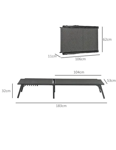 Outsunny Foldable Outdoor PE Rattan Sun Lounger Set of 2, Patio Wicker Recliners Lounge Chair w/ 5-Level Adjustable Backrest, fo