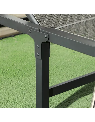 Outsunny Foldable Outdoor PE Rattan Sun Lounger Set of 2, Patio Wicker Recliners Lounge Chair w/ 5-Level Adjustable Backrest, fo