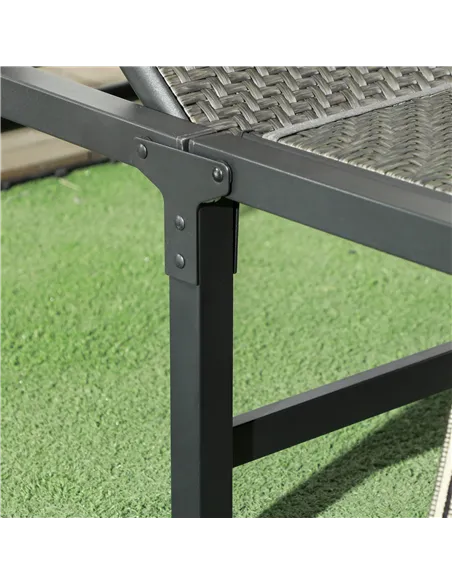 Outsunny Foldable Outdoor PE Rattan Sun Lounger Set of 2, Patio Wicker Recliners Lounge Chair w/ 5-Level Adjustable Backrest, fo