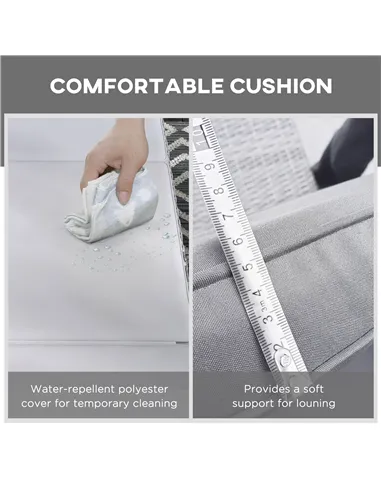 Outsunny Outdoor PE Rattan Sun Lounger Set of 2, Multi-position Backrest Adjustable Single Recliner Sunbed Daybed with Removeabl