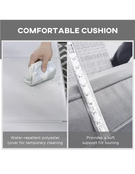 Outsunny Outdoor PE Rattan Sun Lounger Set of 2, Multi-position Backrest Adjustable Single Recliner Sunbed Daybed with Removeabl