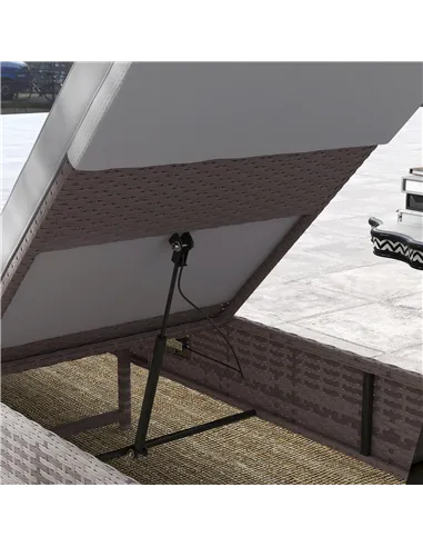 Outsunny Outdoor PE Rattan Sun Lounger Set of 2, Multi-position Backrest Adjustable Single Recliner Sunbed Daybed with Removeabl