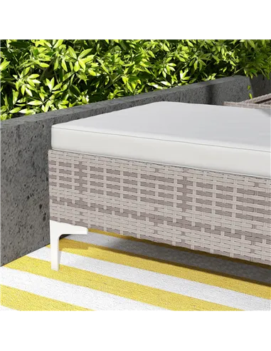 Outsunny Outdoor PE Rattan Sun Lounger Set of 2, Multi-position Backrest Adjustable Single Recliner Sunbed Daybed with Removeabl