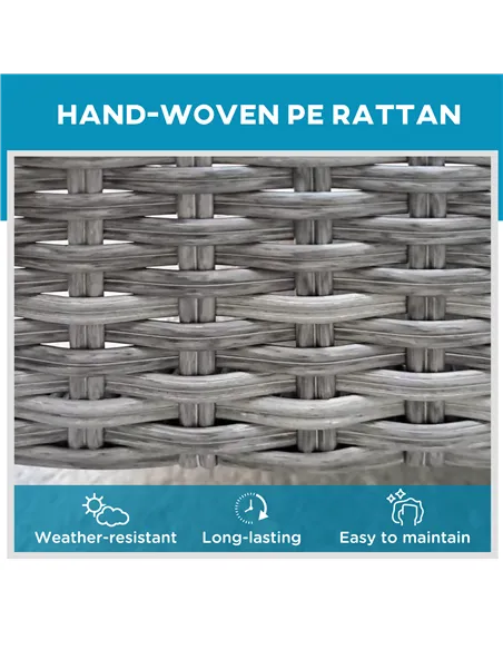 Outsunny Outdoor PE Rattan Sun Lounger Set of 2, Multi-position Backrest Adjustable Single Recliner Sunbed Daybed with Removeabl