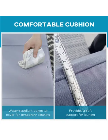 Outsunny Outdoor PE Rattan Sun Lounger Set of 2, Multi-position Backrest Adjustable Single Recliner Sunbed Daybed with Removeabl