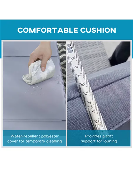 Outsunny Outdoor PE Rattan Sun Lounger Set of 2, Multi-position Backrest Adjustable Single Recliner Sunbed Daybed with Removeabl