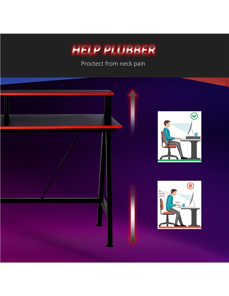 HOMCOM L Shaped Gaming Desk, Corner Computer Desk with Monitor Stand for Home Office, 140 x 130 x 93cm, Black and Red