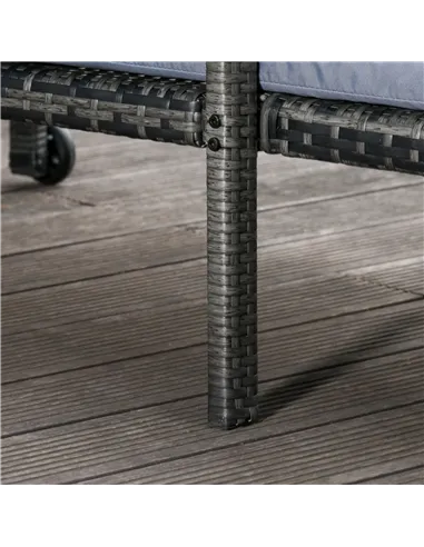 Outsunny Outdoor PE Rattan Sun Lounger Set of 2, Wicker Chaise Recliner Garden Chair with 5-Level Adjustable Backrest and 2 Whee