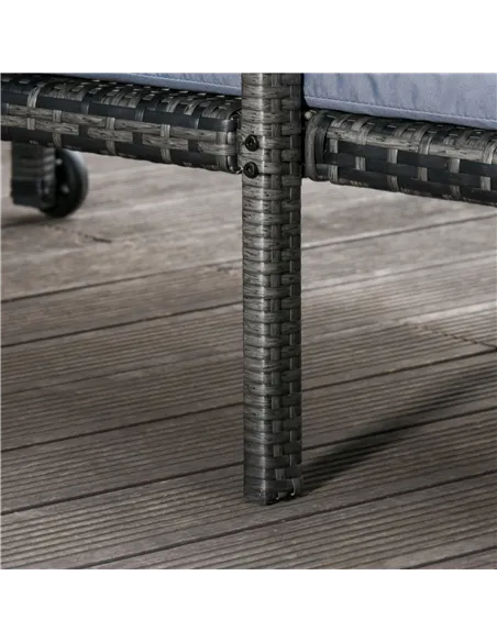 Outsunny Outdoor PE Rattan Sun Lounger Set of 2, Wicker Chaise Recliner Garden Chair with 5-Level Adjustable Backrest and 2 Whee