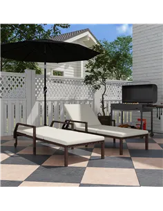 Outsunny Outdoor PE Rattan Sun Lounger Set of 2, Wicker Chaise Recliner Garden Chair with 5-Level Adjustable Backrest and 2 Whee 2