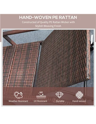 Outsunny Outdoor PE Rattan Sun Lounger Set of 2, Wicker Chaise Recliner Garden Chair with 5-Level Adjustable Backrest and 2 Whee