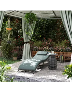 Outsunny Rattan Folding Sun Lounger Outdoor Chair with Cushion and Pillow Mixed Grey 2