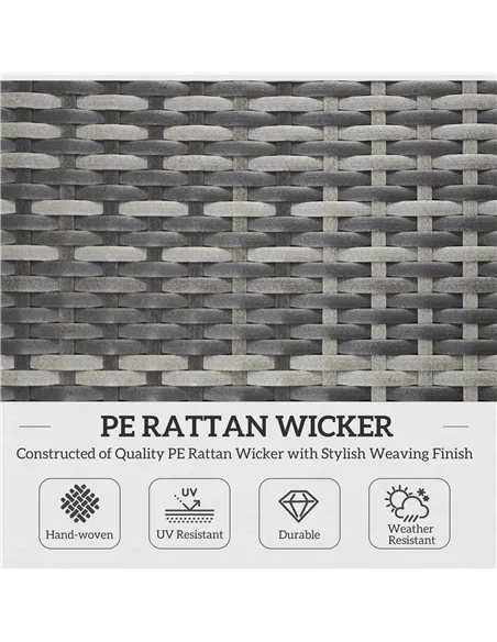 Outsunny Rattan Folding Sun Lounger Outdoor Chair with Cushion and Pillow Mixed Grey