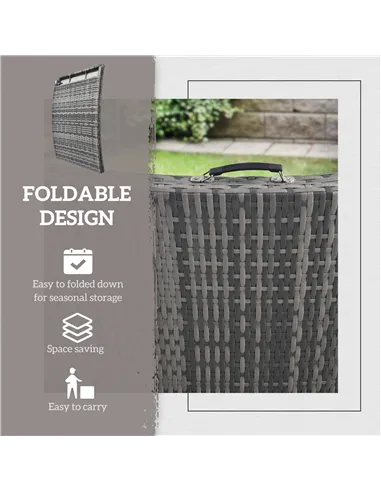 Outsunny Rattan Folding Sun Lounger Outdoor Chair with Cushion and Pillow Mixed Grey