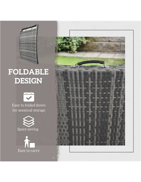 Outsunny Rattan Folding Sun Lounger Outdoor Chair with Cushion and Pillow Mixed Grey