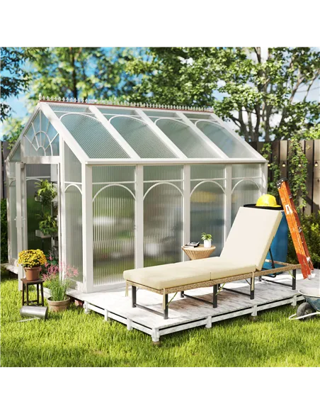 Outsunny Single Folding Rattan Sun Lounger, with Cushion - Grey