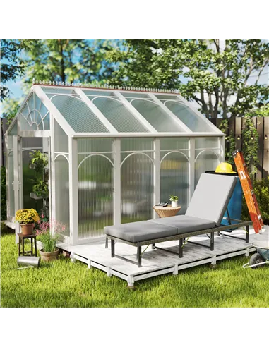 Outsunny Single Folding Rattan Sun Lounger, with Cushion - Grey