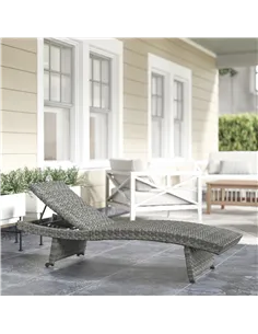 Outsunny Outdoor PE Rattan Sun Lounger, Folding Wicker Garden Lounger Recliner with 4-Level Adjustable Backrest, Rolling Sunbed  2