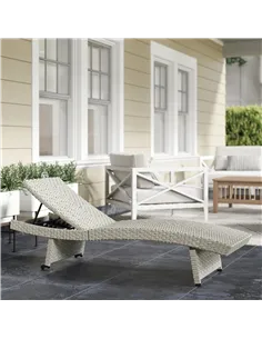 Outsunny Outdoor PE Rattan Sun Lounger, Folding Wicker Garden Lounger Recliner with 4-Level Adjustable Backrest, Rolling Sunbed  2