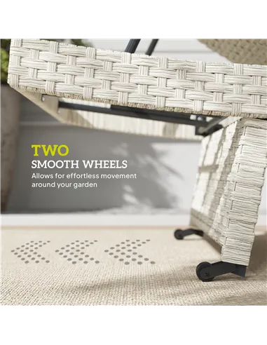 Outsunny Outdoor PE Rattan Sun Lounger, Folding Wicker Garden Lounger Recliner with 4-Level Adjustable Backrest, Rolling Sunbed 