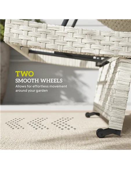 Outsunny Outdoor PE Rattan Sun Lounger, Folding Wicker Garden Lounger Recliner with 4-Level Adjustable Backrest, Rolling Sunbed 