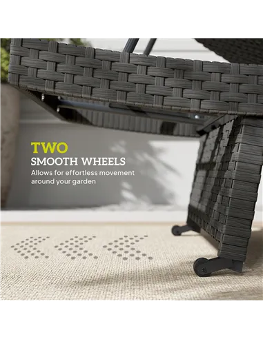 Outsunny Outdoor PE Rattan Sun Lounger, Folding Wicker Garden Lounger Recliner with 4-Level Adjustable Backrest, Rolling Sunbed 