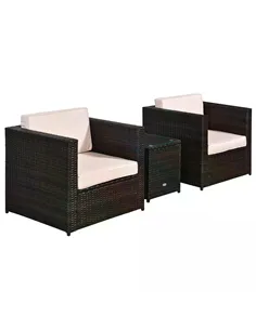 Outsunny 2-Seater Rattan Sofa  Furniture Set W/Cushions, Steel Frame-Brown