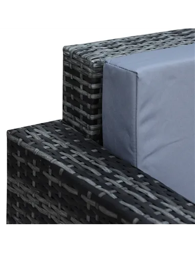 Outsunny 3 Seater All Weather Outdoor Sofa, Garden Rattan Sofa with Cushions and Mental Frame, Grey