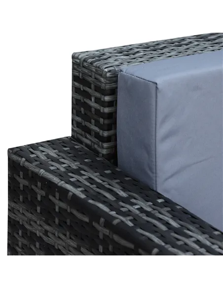 Outsunny 3 Seater All Weather Outdoor Sofa, Garden Rattan Sofa with Cushions and Mental Frame, Grey