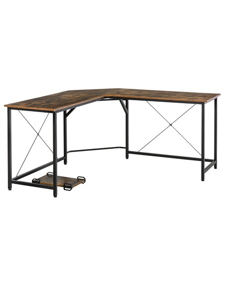 HOMCOM L-Shaped Desk, Gaming Desk, 150 x 150 x 75 cm, Corner Computer Desk for Study, Home Office, Bedroom, Rustic Brown