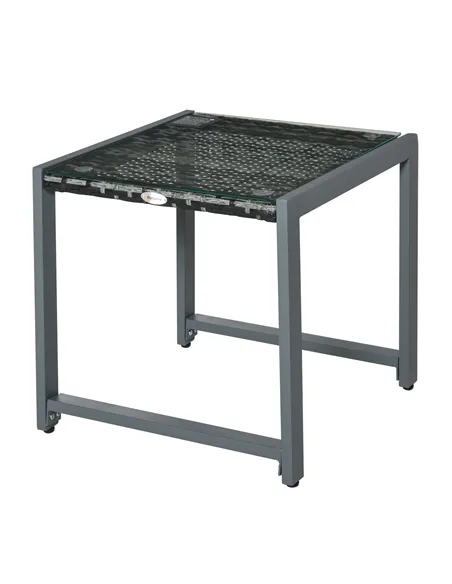 Outsunny Rattan End Table Side Coffee Desk Outdoor Patio Wicker Sofa Chat Garden Furniture