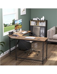 HOMCOM L-Shaped Desk, Gaming Desk, 150 x 150 x 75 cm, Corner Computer Desk for Study, Home Office, Bedroom, Rustic Brown 2