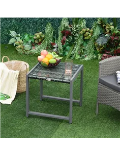 Outsunny Rattan End Table Side Coffee Desk Outdoor Patio Wicker Sofa Chat Garden Furniture 2