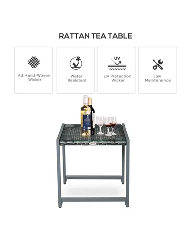 Outsunny Rattan End Table Side Coffee Desk Outdoor Patio Wicker Sofa Chat Garden Furniture