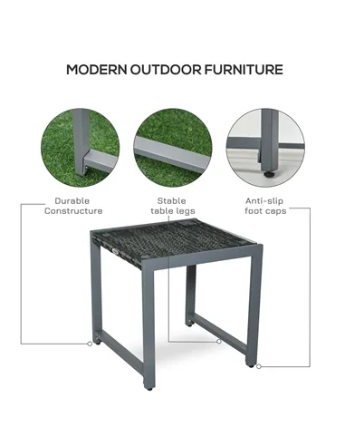 Outsunny Rattan End Table Side Coffee Desk Outdoor Patio Wicker Sofa Chat Garden Furniture