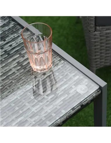 Outsunny Rattan End Table Side Coffee Desk Outdoor Patio Wicker Sofa Chat Garden Furniture