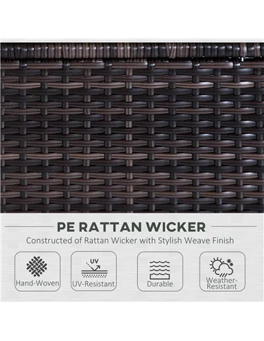 Outsunny 6 PC Rattan Sofa Coffee Table Set Sectional Wicker Weave Furniture for Garden Outdoor Conservatory w/ Pillow Cushion Br