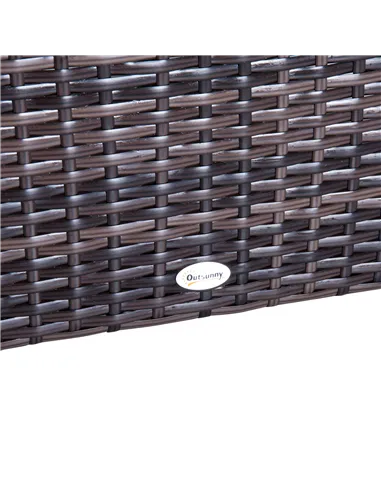 Outsunny 6 PC Rattan Sofa Coffee Table Set Sectional Wicker Weave Furniture for Garden Outdoor Conservatory w/ Pillow Cushion Br