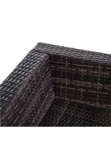 Outsunny 6 PC Rattan Sofa Coffee Table Set Sectional Wicker Weave Furniture for Garden Outdoor Conservatory w/ Pillow Cushion Br