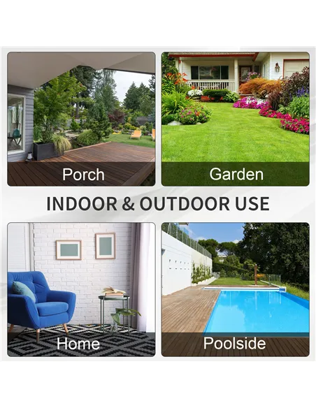 Outsunny 3 Seater Rattan Sofa All-Weather Wicker Weave Metal Frame Chair with Fire Resistant Cushion, Black