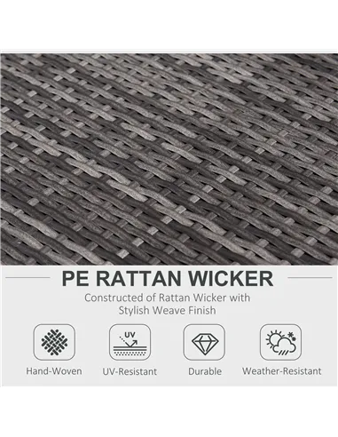 Outsunny 6-Seater Rattan Sofa Furniture Set W/ Cushions, Steel Frame-Grey