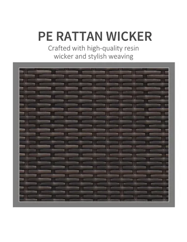 Outsunny 3 Seater Rattan Sofa, All-Weather Wicker Weave Metal Frame Chair with Fire Resistant Cushion, Brown