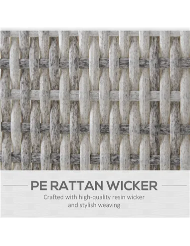 Outsunny Single Seater Rattan Chair Sofa with Padded Cushions, All-Weather PE Wicker Weave Garden Armchair with Armrests, Grey