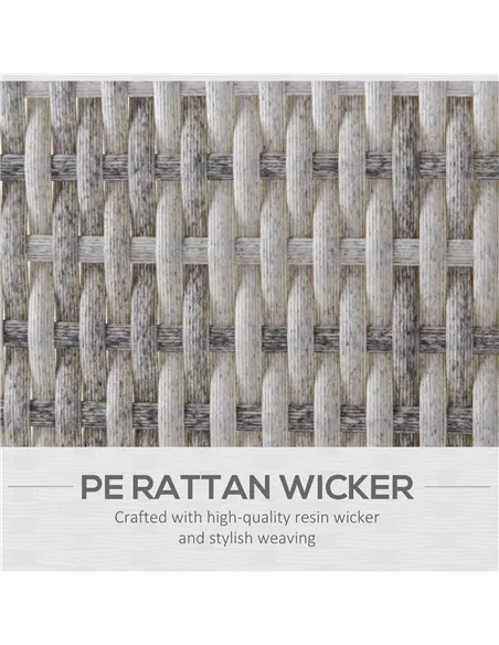 Outsunny Single Seater Rattan Chair Sofa with Padded Cushions, All-Weather PE Wicker Weave Garden Armchair with Armrests, Grey