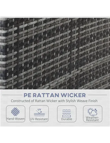 Outsunny 4pc Garden Rattan Wicker Outdoor Furniture Patio Corner Sofa Love Seat and Table Set  with Cushions Side Desk Storage, 