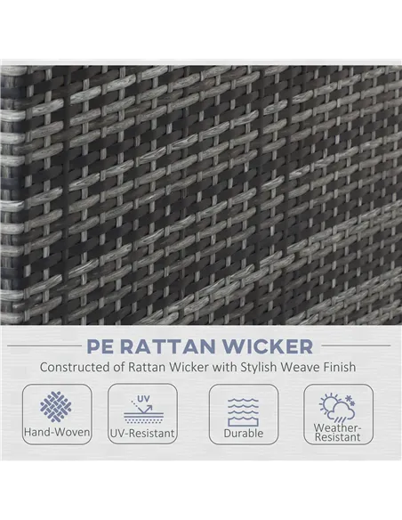 Outsunny 4pc Garden Rattan Wicker Outdoor Furniture Patio Corner Sofa Love Seat and Table Set  with Cushions Side Desk Storage, 